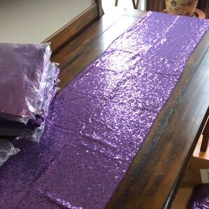 Elegant Purple Sequin Table Runner